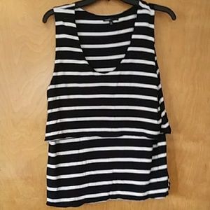 Horizontal cream and black knit top